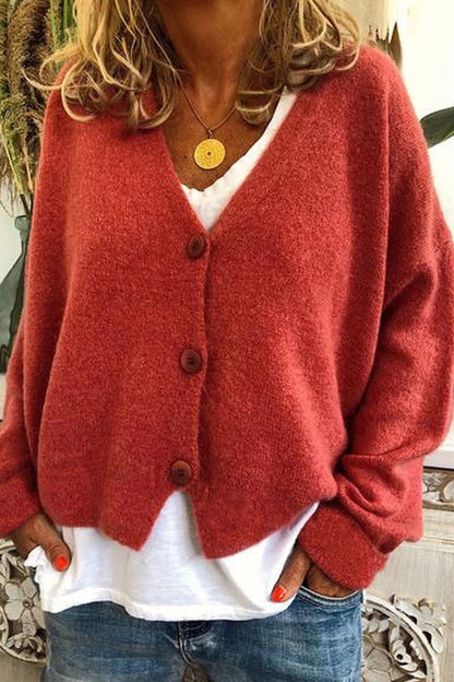 Patchwork V Neck Mid Waist Knit Cardigans(15 Colors)