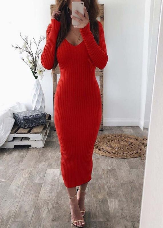 Robbie - Long-sleeve Ribbed Bodycon Dress