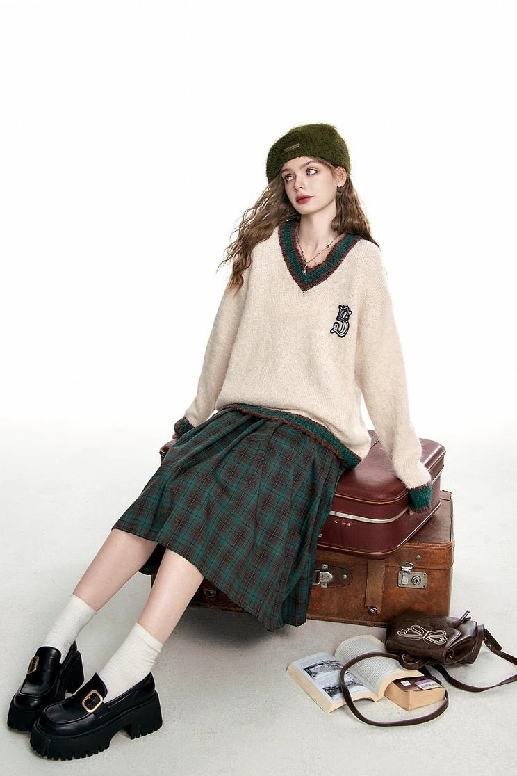 Soft Mohair V Neck Pullover Sweater