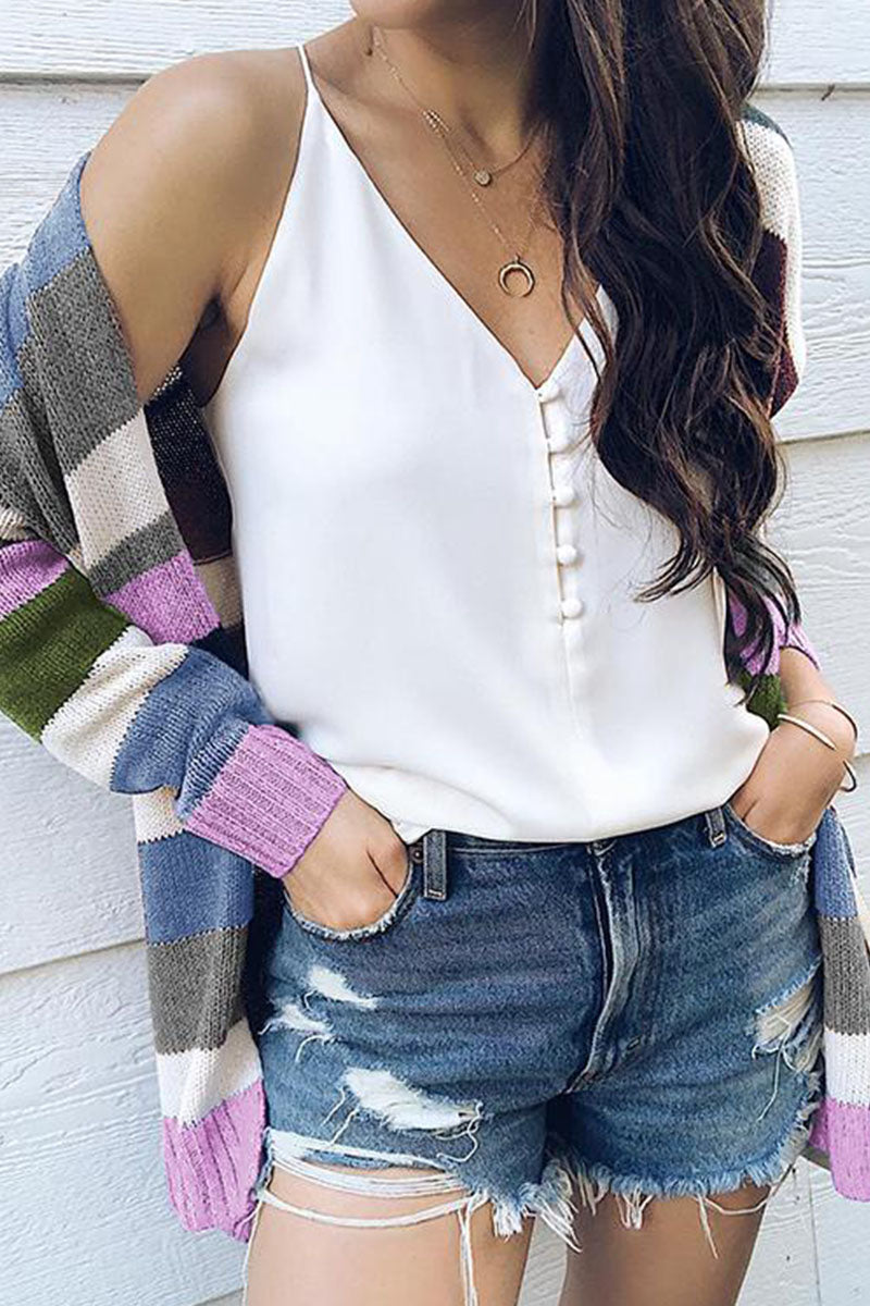 Street Striped Patchwork Sweaters