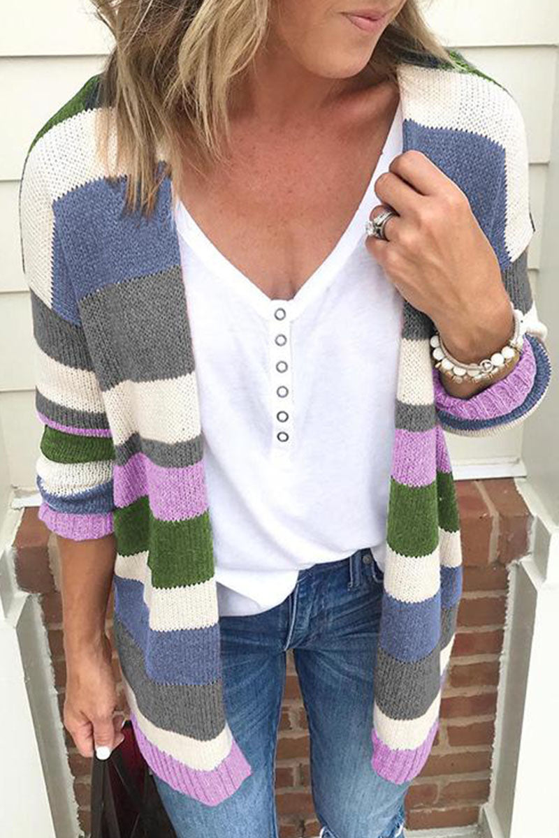 Street Striped Patchwork Sweaters