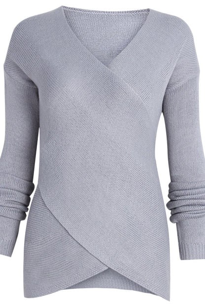 Simplicity Hollowed Out Patchwork V Neck Mid Waist Sweaters(4 Colors)