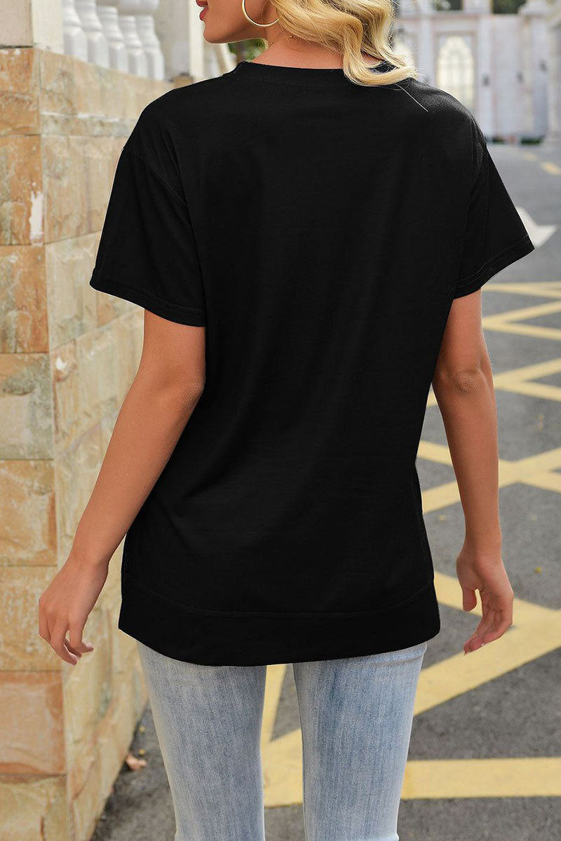 Street Striped Patchwork O Neck T-shirts