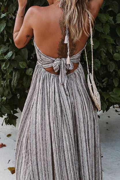 Street Print V Neck a Line Maxi Dresses