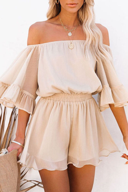 Patchwork Off the Shoulder Loose Jumpsuits(3 Colors)