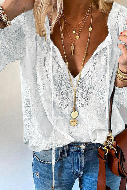 Patchwork V Neck Blouses(4 Colors)