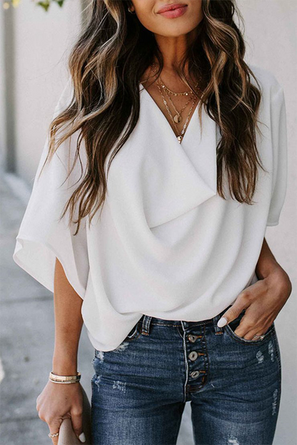 Patchwork V Neck Blouses(7 Colors)