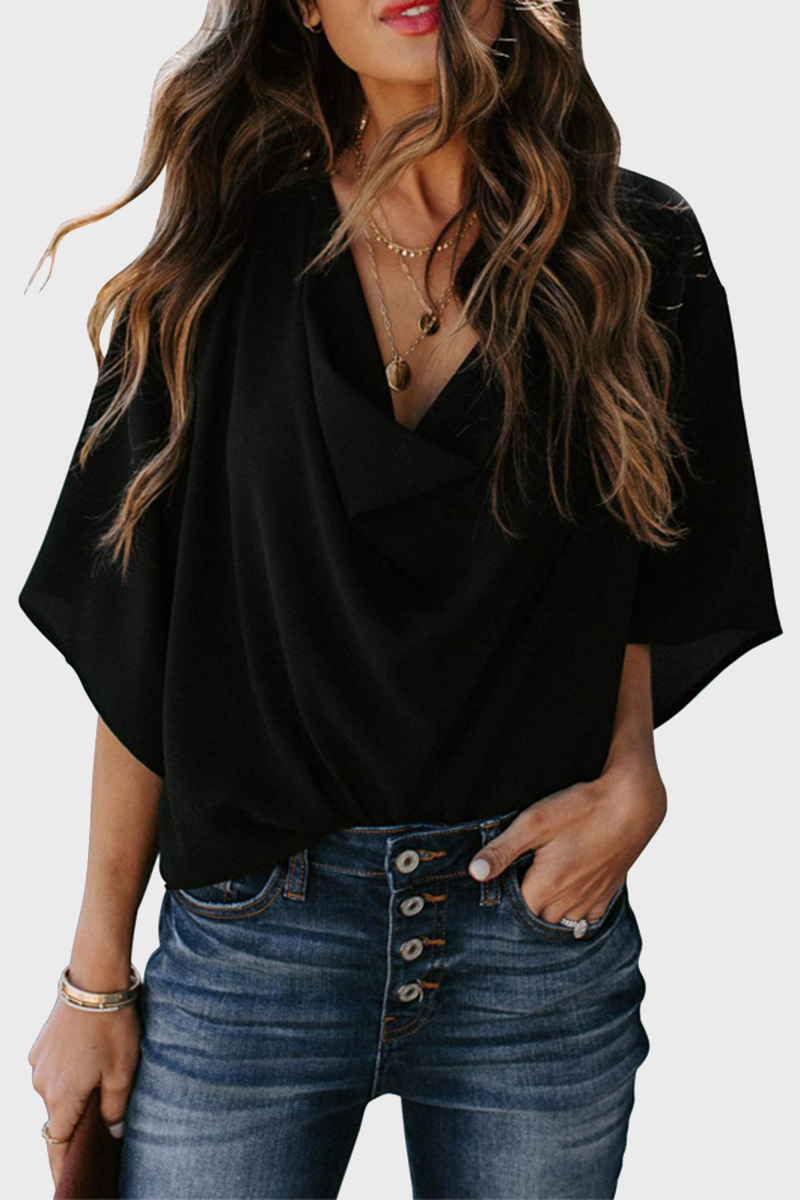 Patchwork V Neck Blouses(7 Colors)