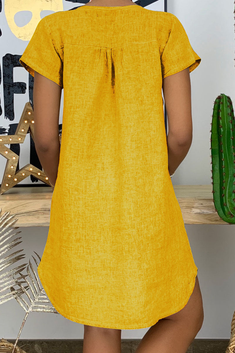 Patchwork V Neck Lantern Skirt Dresses(8 Colors)