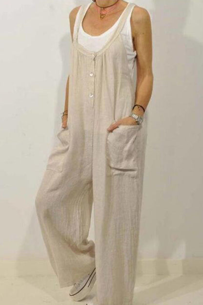 Pocket Spaghetti Strap Loose Jumpsuits