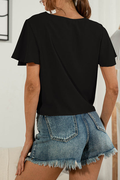 Sweet Patchwork V Neck T-shirts