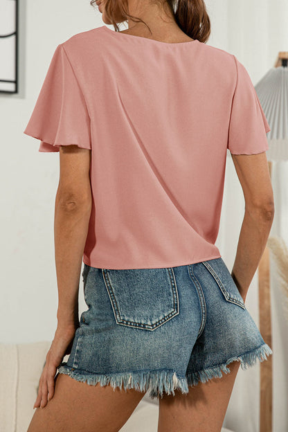 Sweet Patchwork V Neck T-shirts