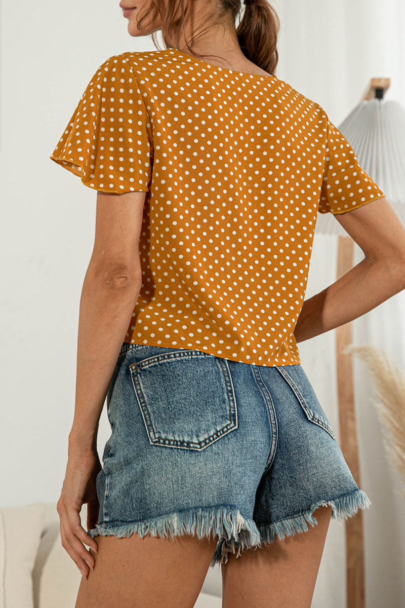 Sweet Patchwork V Neck T-shirts
