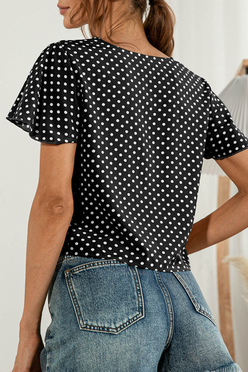 Sweet Patchwork V Neck T-shirts