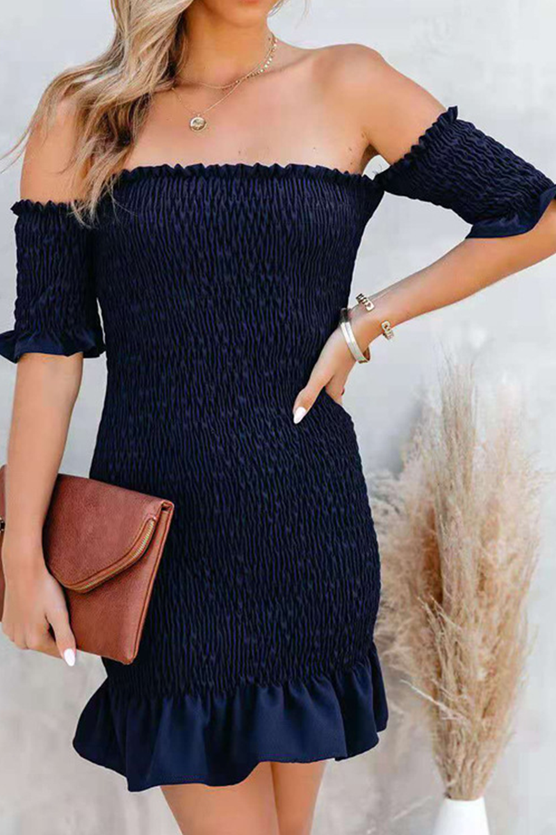 Patchwork Fold Strapless Pencil Skirt Dresses