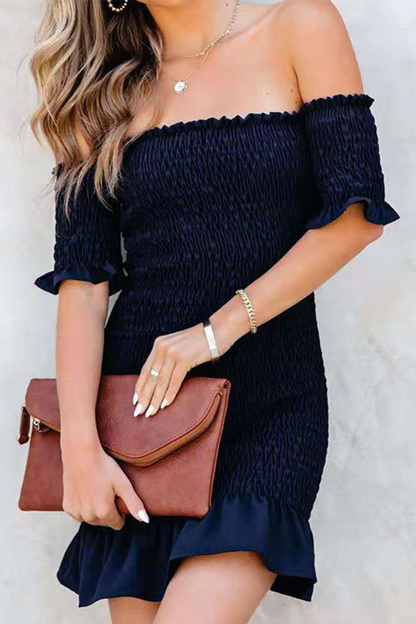 Patchwork Fold Strapless Pencil Skirt Dresses