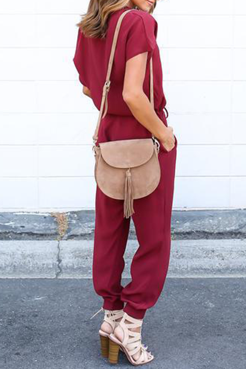 Street Frenulum V Neck Jumpsuits(3 Colors)