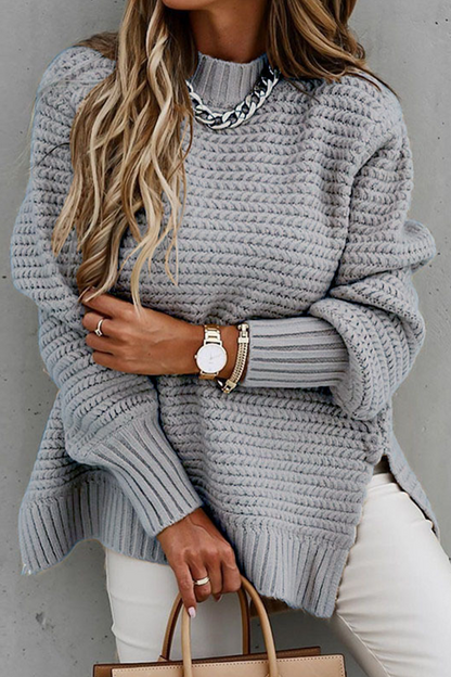 Street Slit O Neck Sweaters(4 Colors)