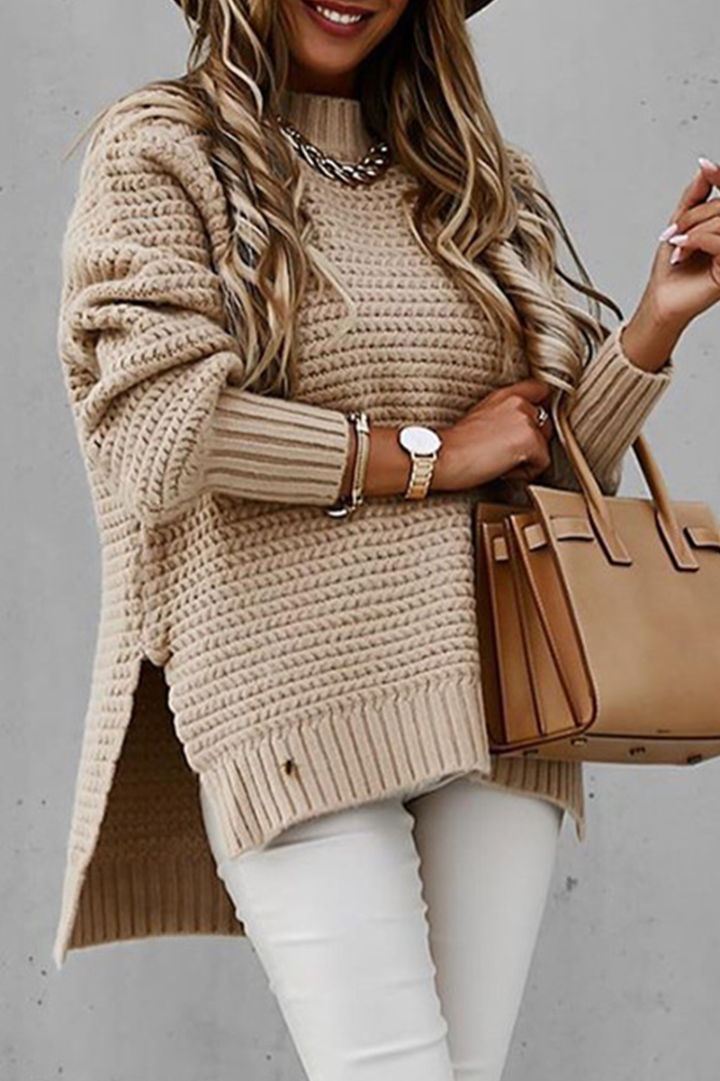 Street Slit O Neck Sweaters(4 Colors)