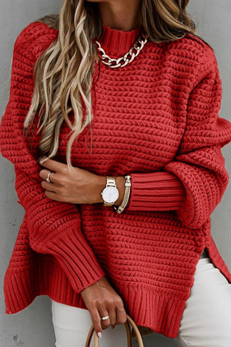 Street Slit O Neck Sweaters(4 Colors)
