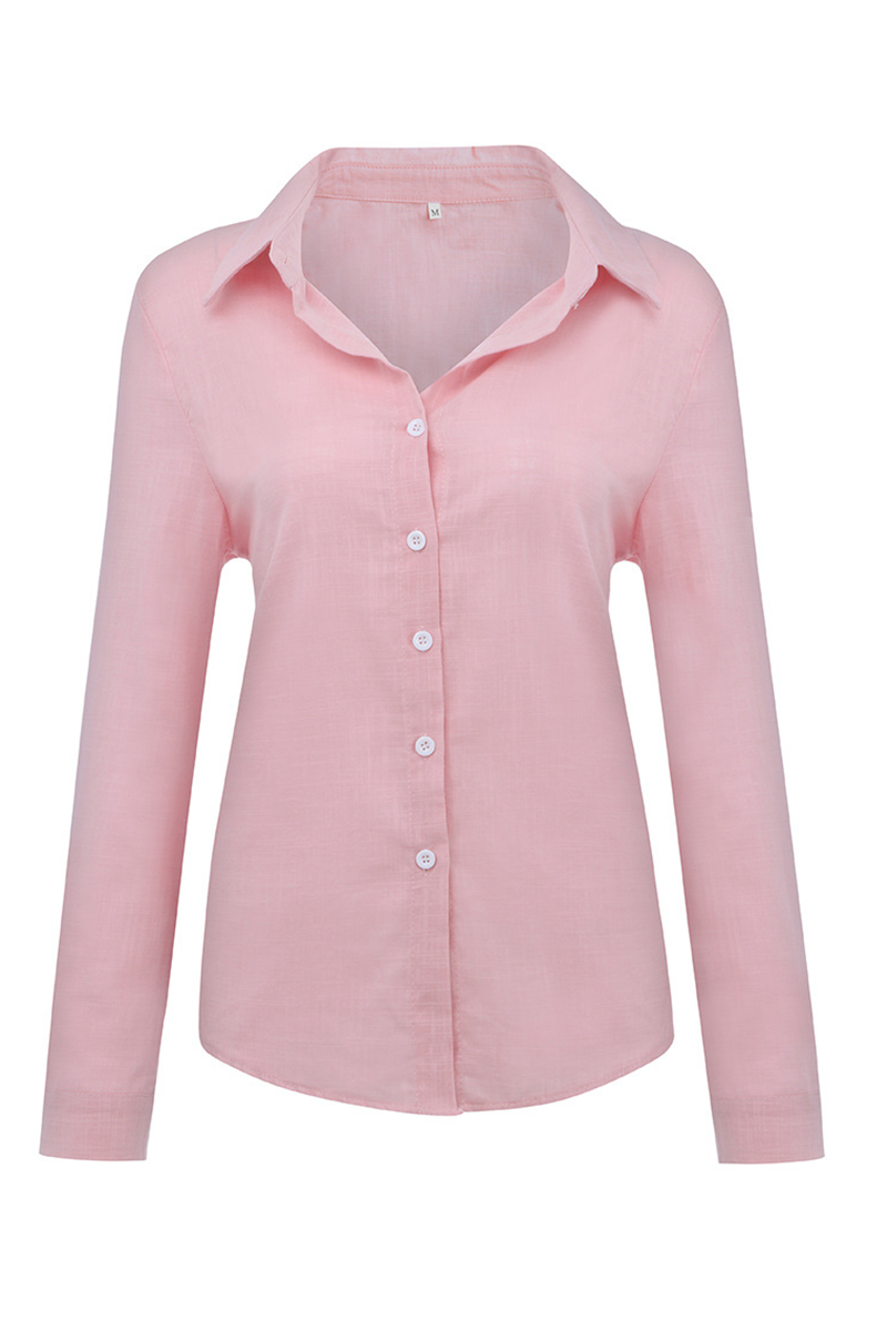 Buckle Shirt Collar Blouses(4 Colors)