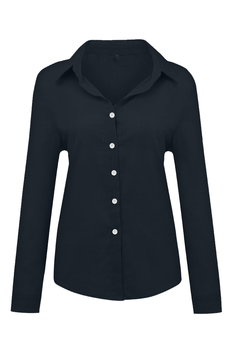Buckle Shirt Collar Blouses(4 Colors)