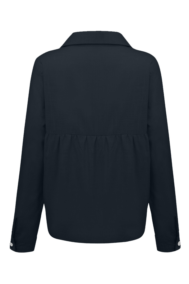 Buckle Shirt Collar Blouses(4 Colors)