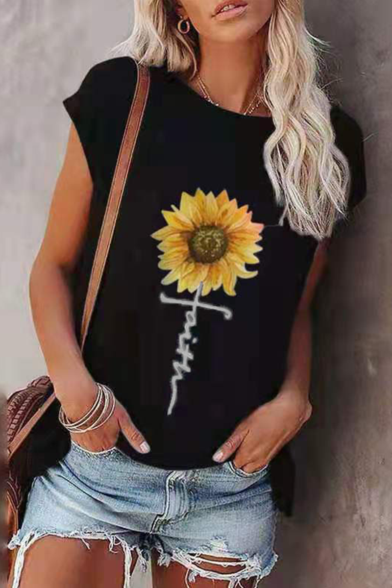 Print Basic O Neck T-shirts(6 Colors)