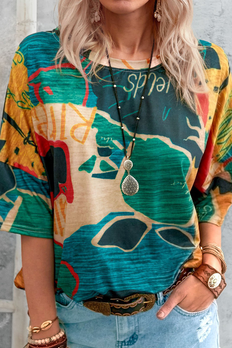 Street Print Basic O Neck T-shirts(6 Colors)