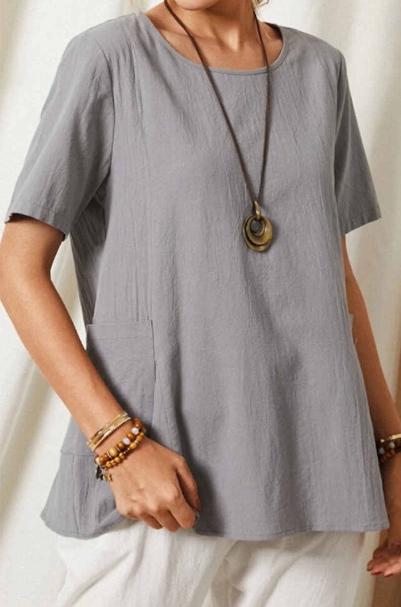Patchwork O Neck Blouses