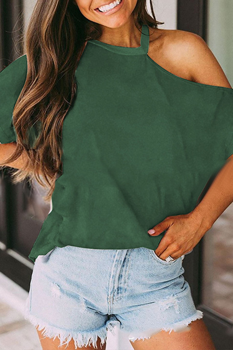 Split Joint Asymmetrical Collar T-shirts(7 Colors)