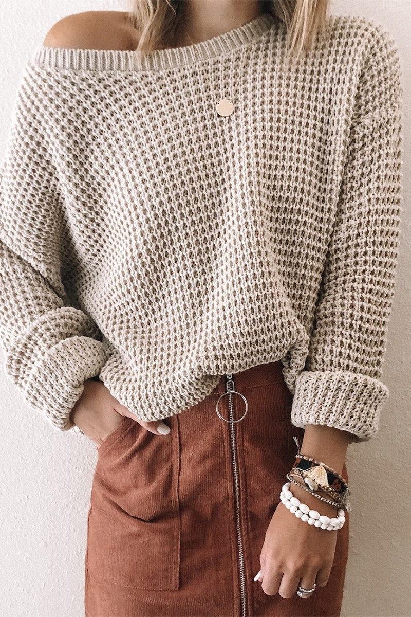Basic Oblique Collar Sweaters(5 Colors)