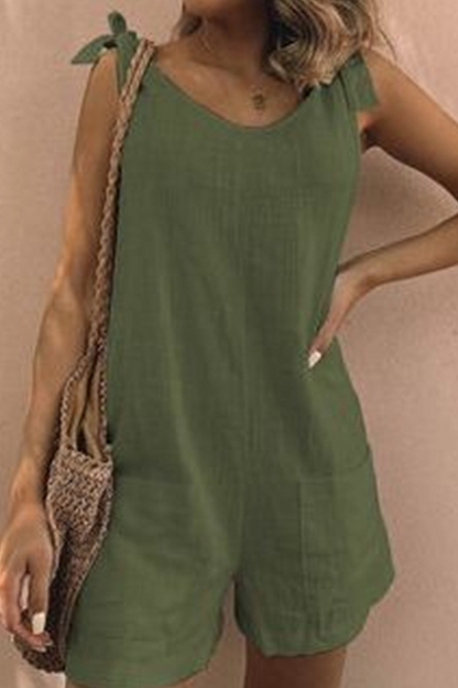 Street Patchwork Pocket V Neck Straight Jumpsuits(5 Colors)