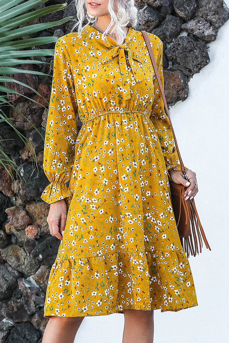 Flounce Strap Design Ribbon Collar Waist Skirt Dresses