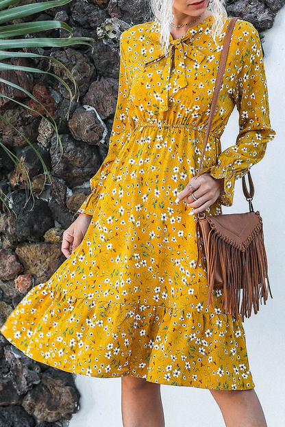 Flounce Strap Design Ribbon Collar Waist Skirt Dresses