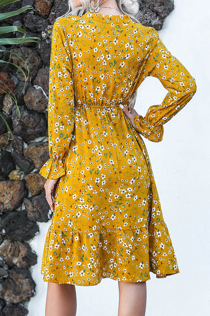 Flounce Strap Design Ribbon Collar Waist Skirt Dresses