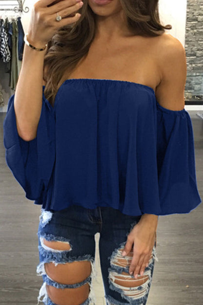 Patchwork Strapless Blouses(8 Colors)
