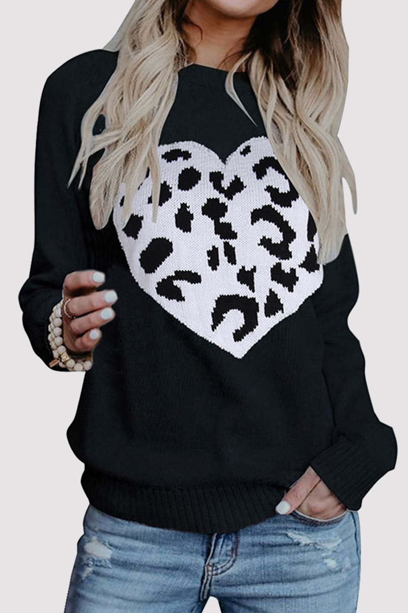 Print Split Joint O Neck Tops Sweater