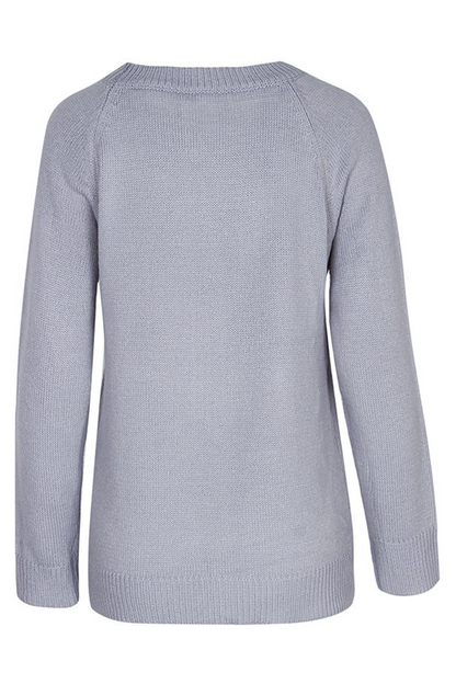 Print Patchwork O Neck Tops Sweater(4 Colors)