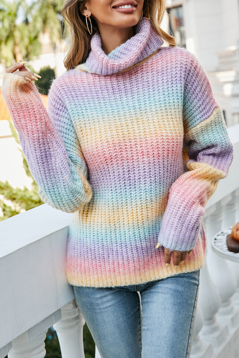 Gradual Change Basic Turtleneck Tops Sweater