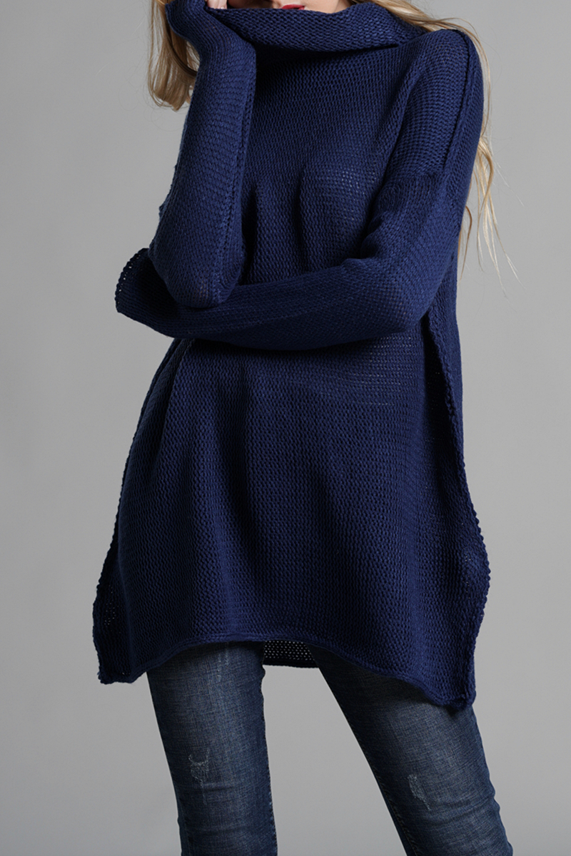 Split Joint Turtleneck Tops Sweater