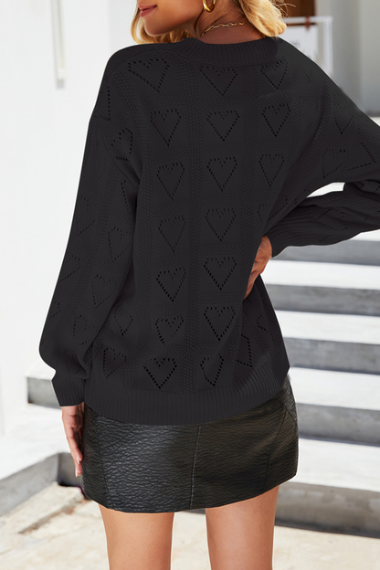 Hollowed Out V Neck Tops Sweater