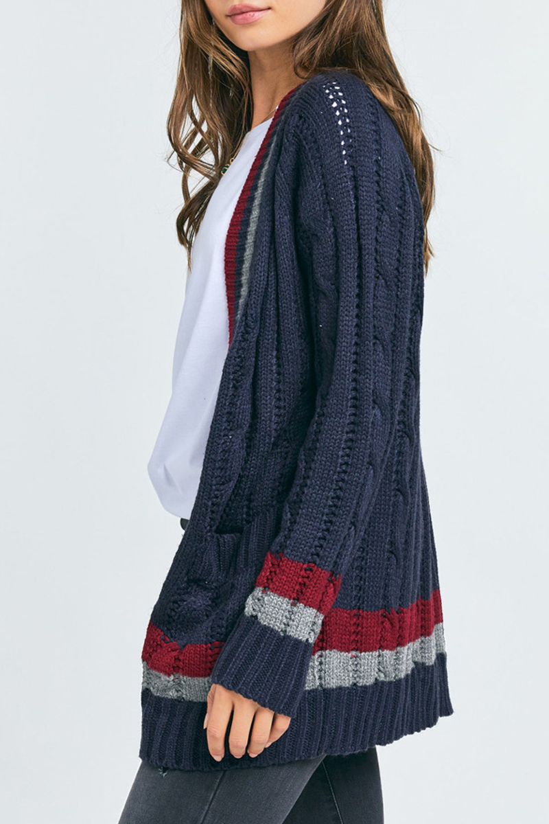 Striped Pocket Tops Sweater