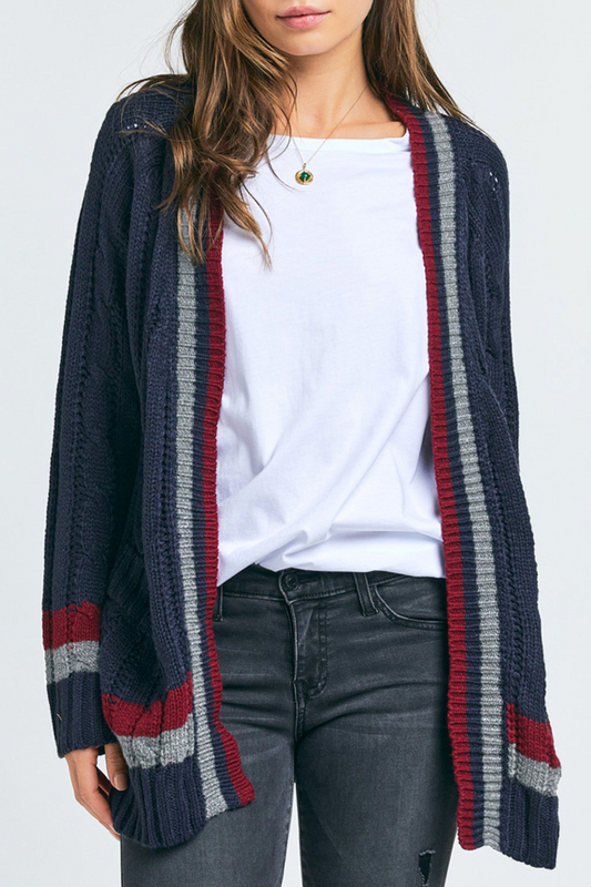 Striped Pocket Tops Sweater
