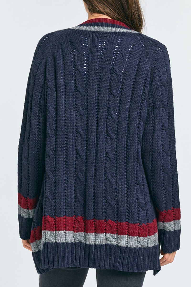 Striped Pocket Tops Sweater
