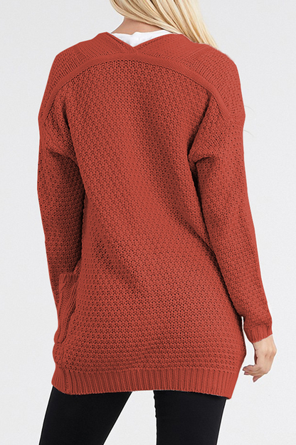 Patchwork Pocket Tops Sweater