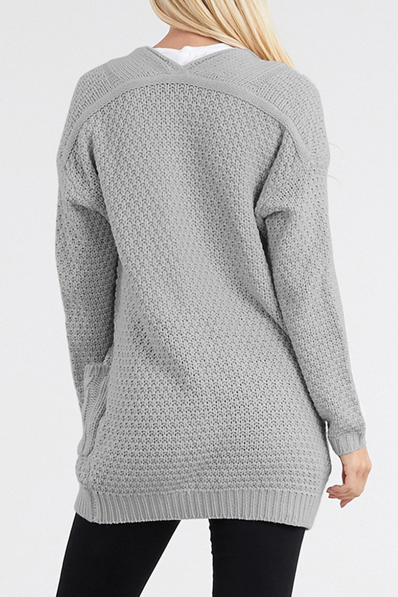 Patchwork Pocket Tops Sweater