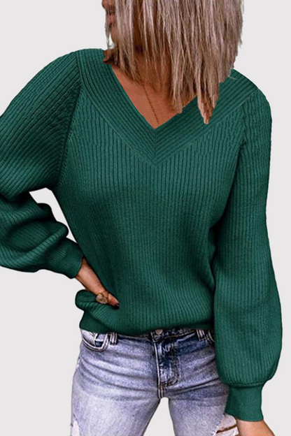Split Joint V Neck Tops Sweater