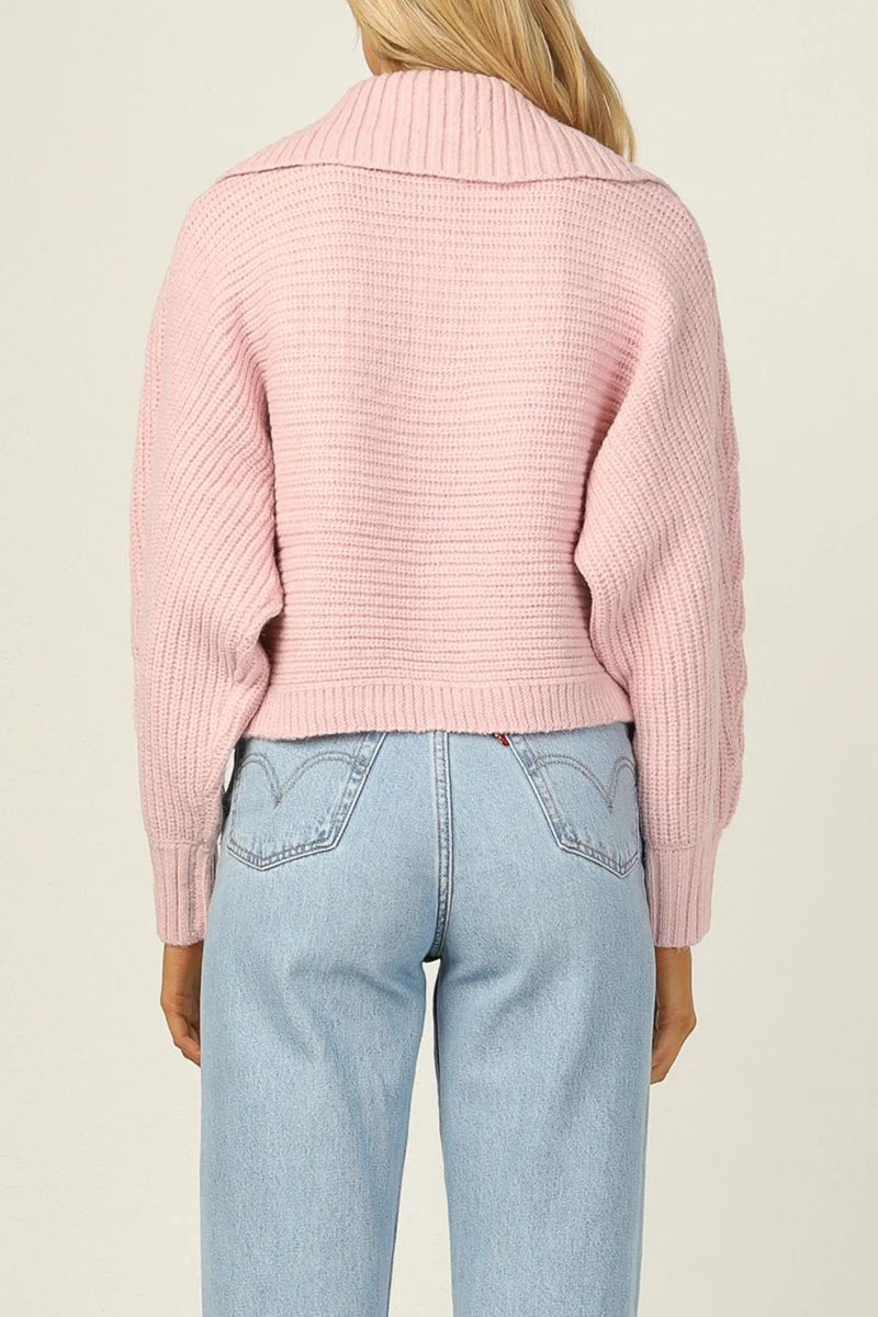 Split Joint Turndown Collar Tops Sweater