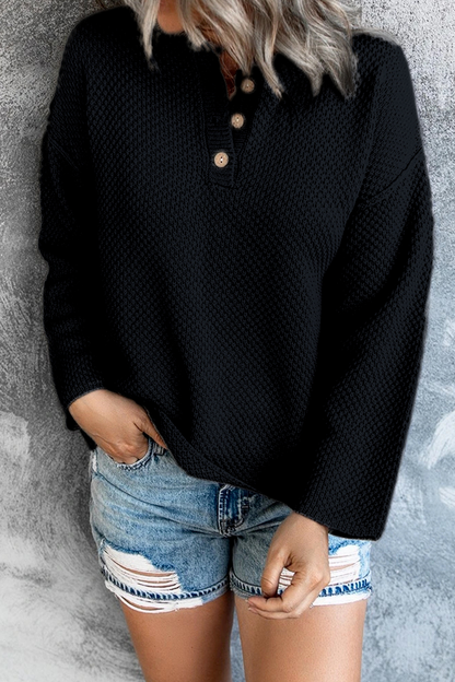 Buckle V Neck Tops Sweater